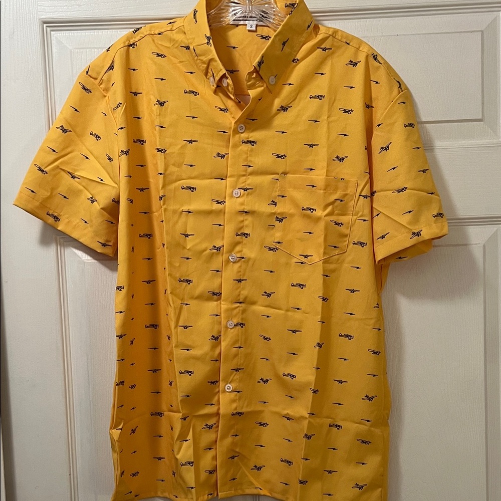 NWT Wright Brothers Yellow Patterned Men's Shirt